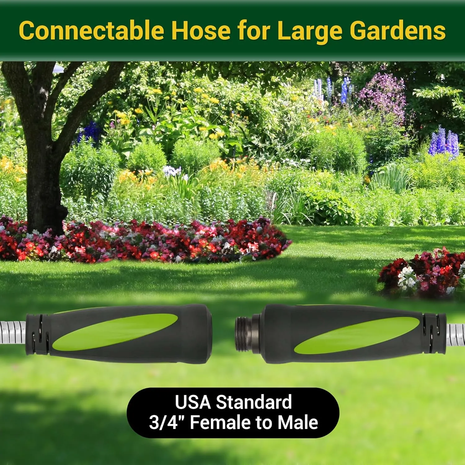Ultimate Garden Hose Bundle: 75FT and 100FT Heavy-Duty Water Hose Set with Swivel Handle & 8 Function Nozzle for Versatile Watering Needs, Flexible, No Kink, Lightweight Metal Hoses