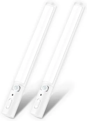 Under Cabinet Lighting,Wireless Led Closet Light Battery Powered Motion Sensor Light 21 LED Bulb Magnetic Stick-on Night Light Bar for Kitchen, Stairway, Wardrobe,Hallway - 2 Pack