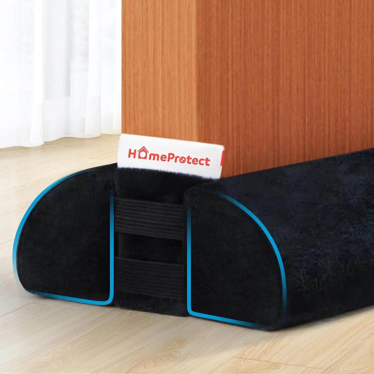 Under Door Draft Stopper for Bottom of Door Adjustable for 36" 30" 32" 34" 90°Twin Triangle Door Draft Blocker Light Sound Large Gap Draft Guard Door Seal Strip Home Dorm Room Essential Black