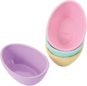 UPware Easter Egg Melamine Dessert Bowls, Oval Egg-Shaped Snack Bowls, Durable and BPA-Free, Ideal for Spring and Easter Decorations, Pastel Colors, 5 x 3.63 Inch, Set of 4