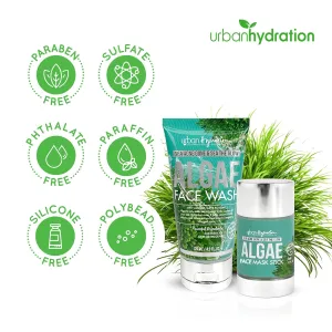 Urban Hydration Sea Acne Gone Bundle – Algae Face Wash 4oz & Oil-Free Face Mask Stick 1.7oz – Helps Acne, Reduces Redness & Inflammation – For All Skin Types