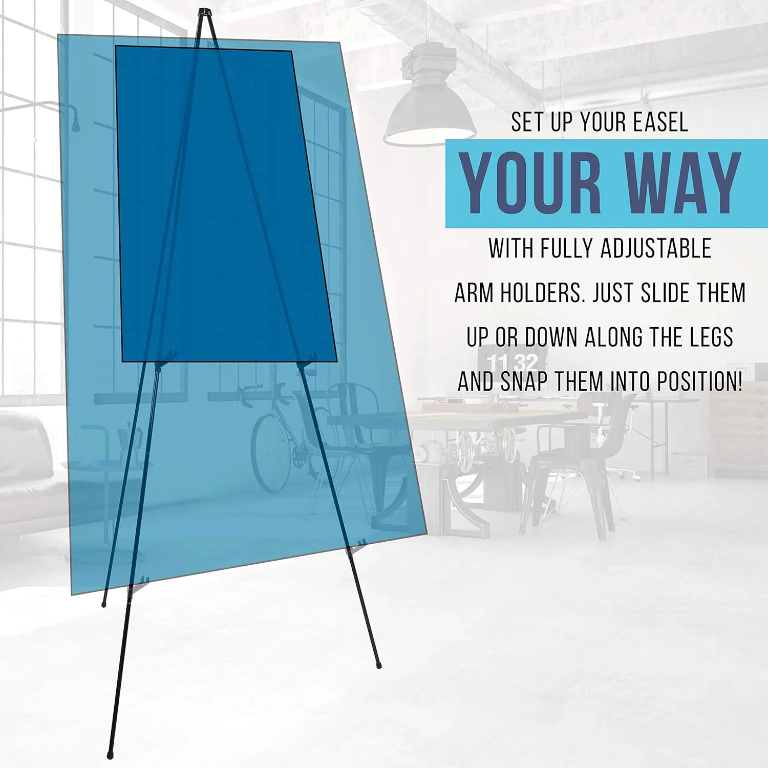 U.S. Art Supply 63" High Metal Folding Display Easel (2 Pack) - Adjustable Height, Instantly Collapses, Holds 5 lbs - Portable Art Easel Stand - for Sign, Poster, Canvas, Painting, Picture Display