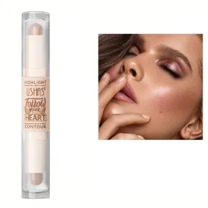 USHAS Natural Shimmer Highlighter Powder, 2-in-1 Highlighter Stick Concealer Stick (1, 1)