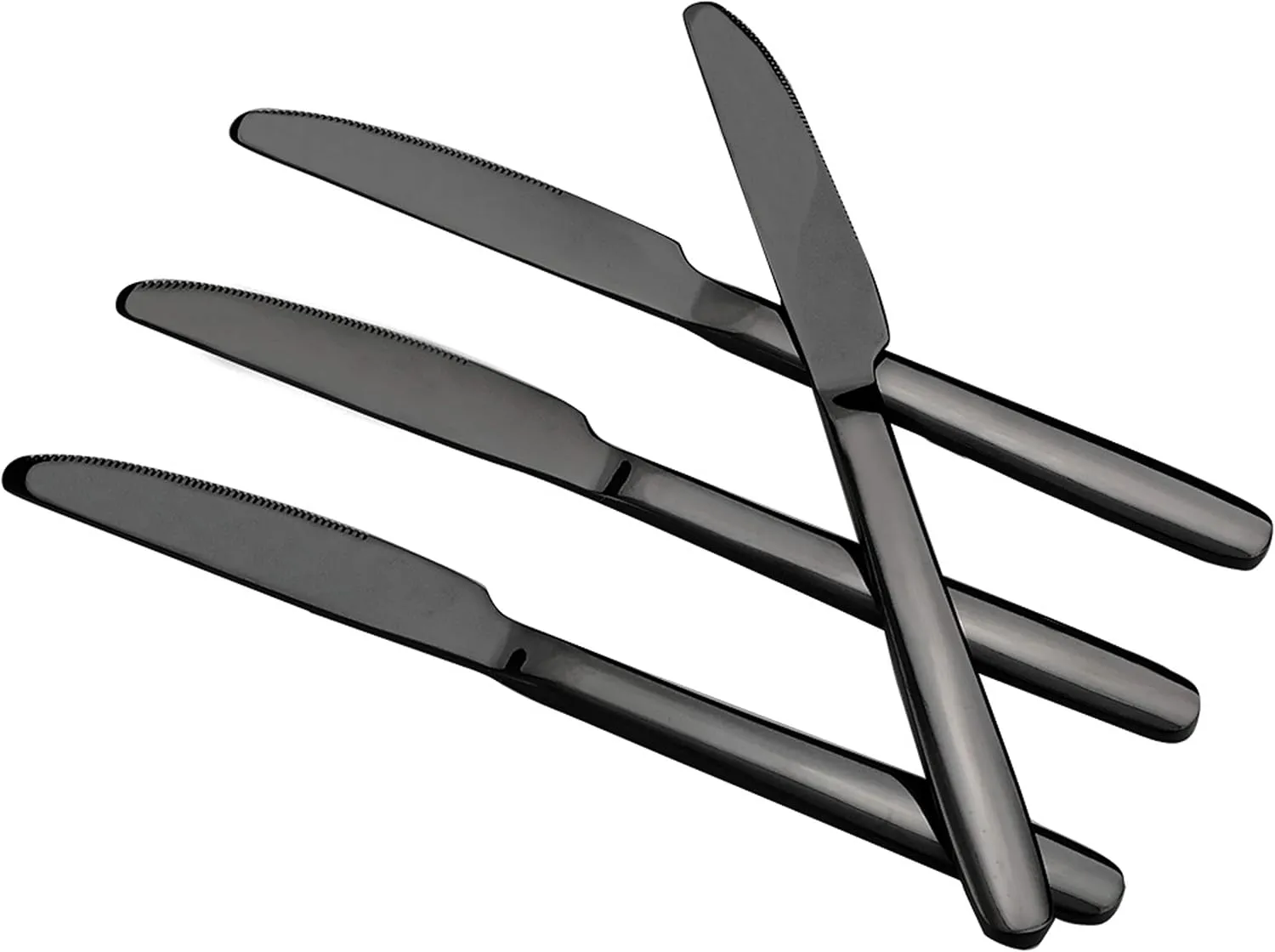 Vababa 16-Piece Mirror Finish Stainless Steel Dinner Knives, Cutlery Dinner Knives, 8.9 Inches, Black