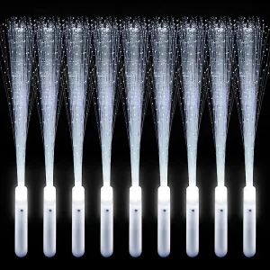 VAIPI 26 Pcs Fiber Optic Wands LED White Glow Stick Flash Fiber Optic Light Rod for Bulk Wedding Lighting Wands Flashing Sticks with 3 Light Modes (26 PCS)