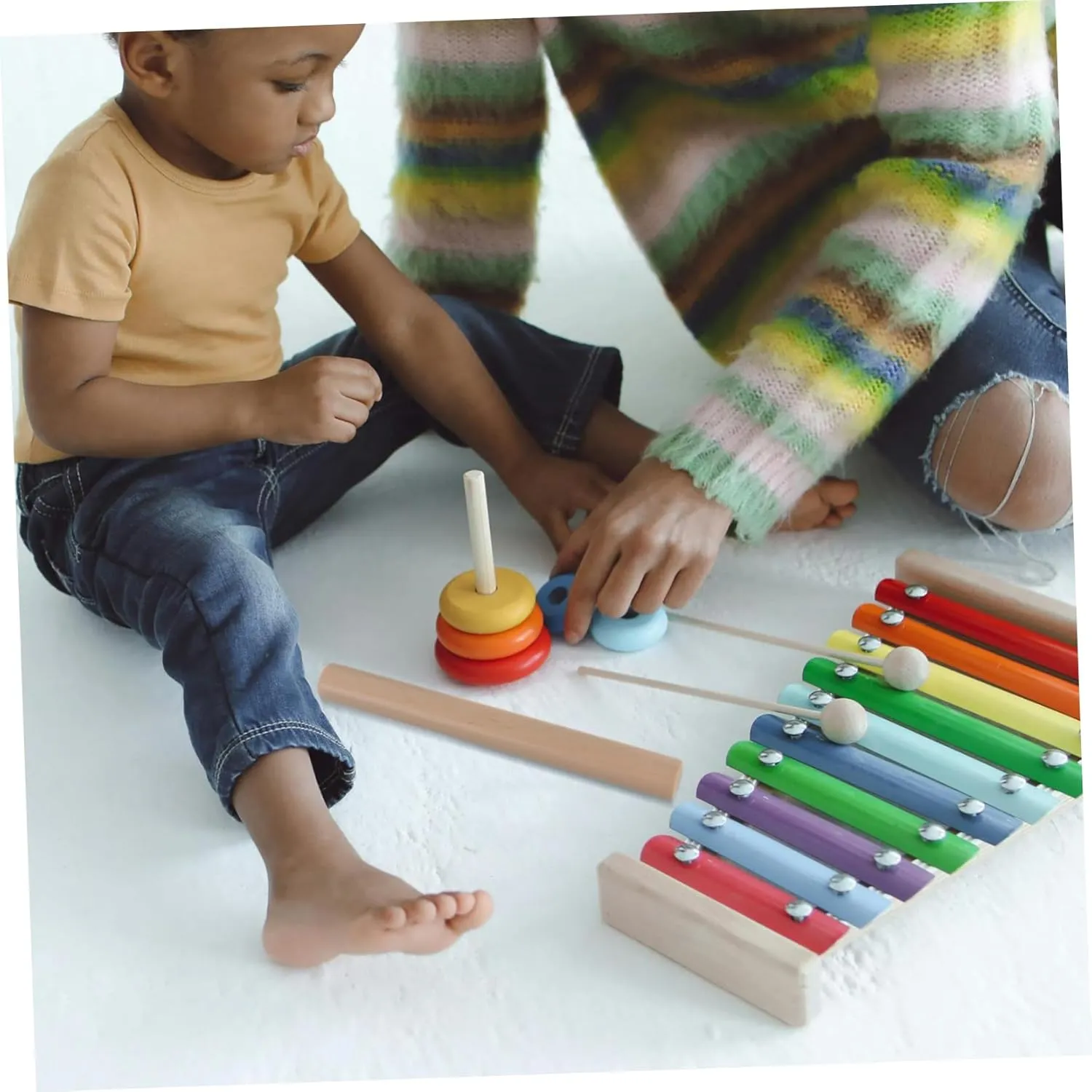 VICASKY 5sets Rhythm Rods Musical Toys Boys and Girls Music Rhythm Sticks Educational Percussion Instrument for Toddlers Safe Boys Girls 2pcs*5