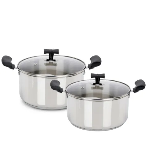 VINOD – DONIV Stainless Steel Sandwich Bottom Solitaire Sauce Pot With Glass Lid Set of 2 Pcs – 16 cm & 18 cm. (1.4 Ltr & 2.4 Ltr)