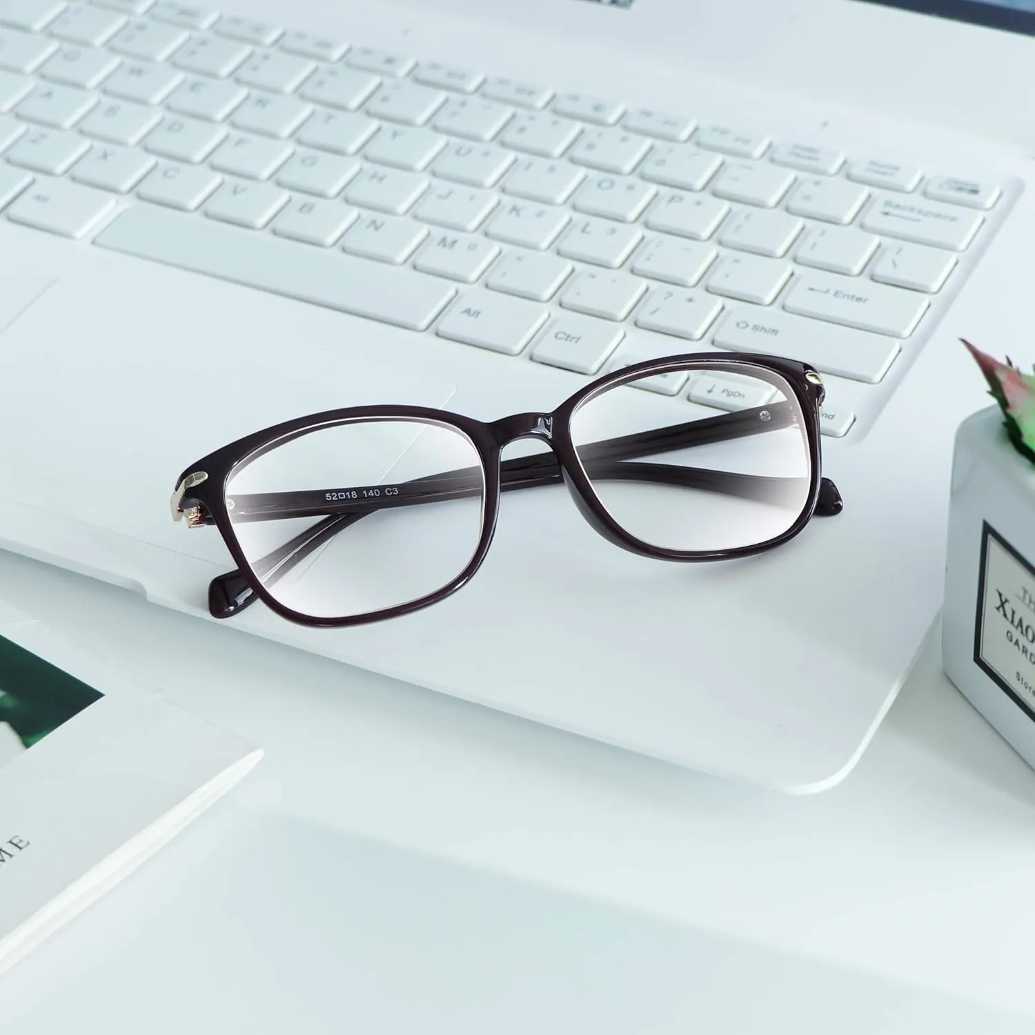 VisionGlobal Blue Light Blocking Glasses for Women/Men, Anti Eyestrain, Computer Reading, TV Glasses, Stylish Square Frame, Anti Glare
