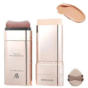 VIVIEN BEAUTY Foundation Stick, 2 in 1 VivienBeauty Foundation, Vivien Beauty Double Headed Foundation Stick, Vivien Foundation Stick, Hydrating Lightweight Foundation Stick with Brush (WARM)