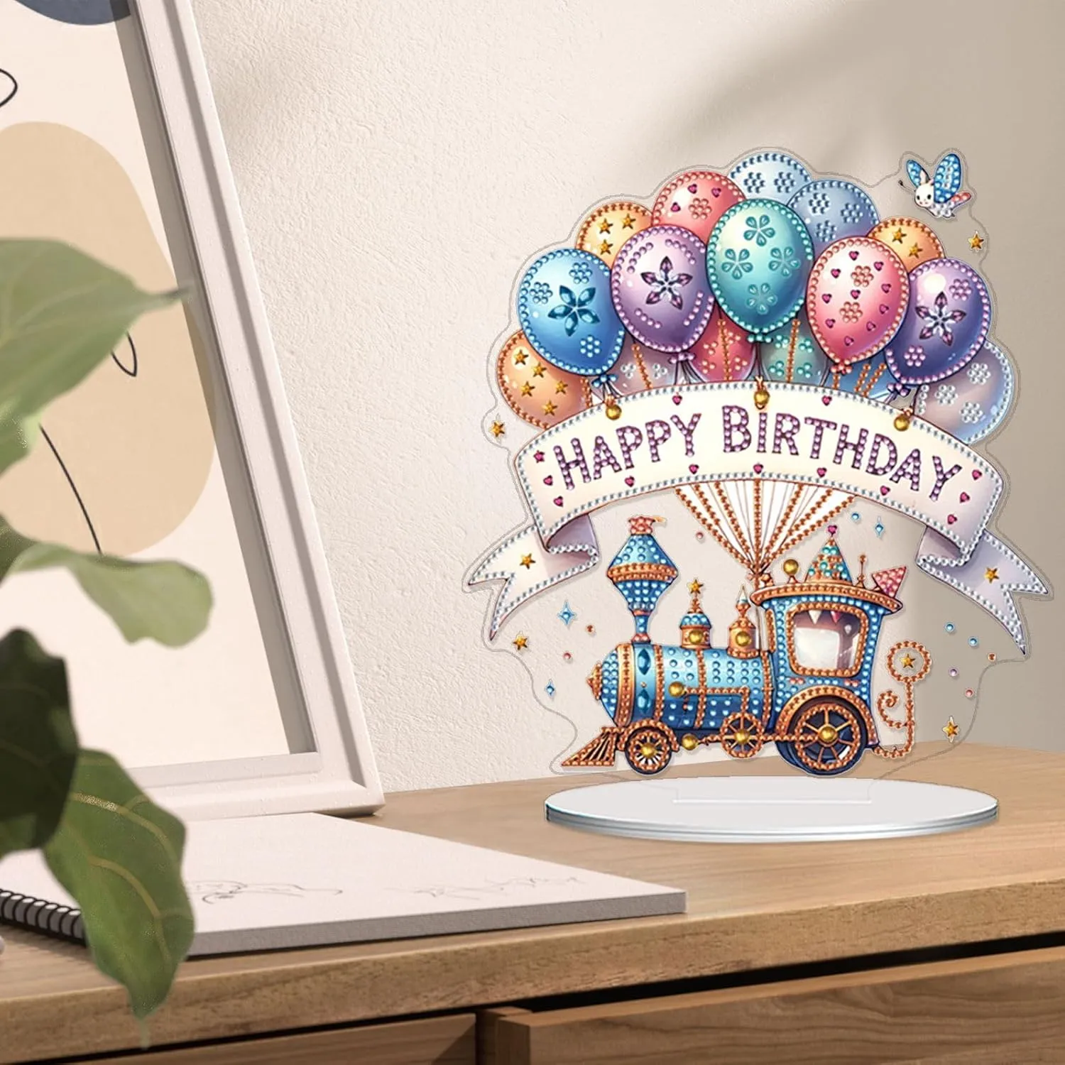 VODAPYC Birthday Party Diamond Art Tabletop Painting Kit, DIY Stand Up Double Sided Special Shaped Diamond Painting Desktop Ornament (Birthday Gift-3)