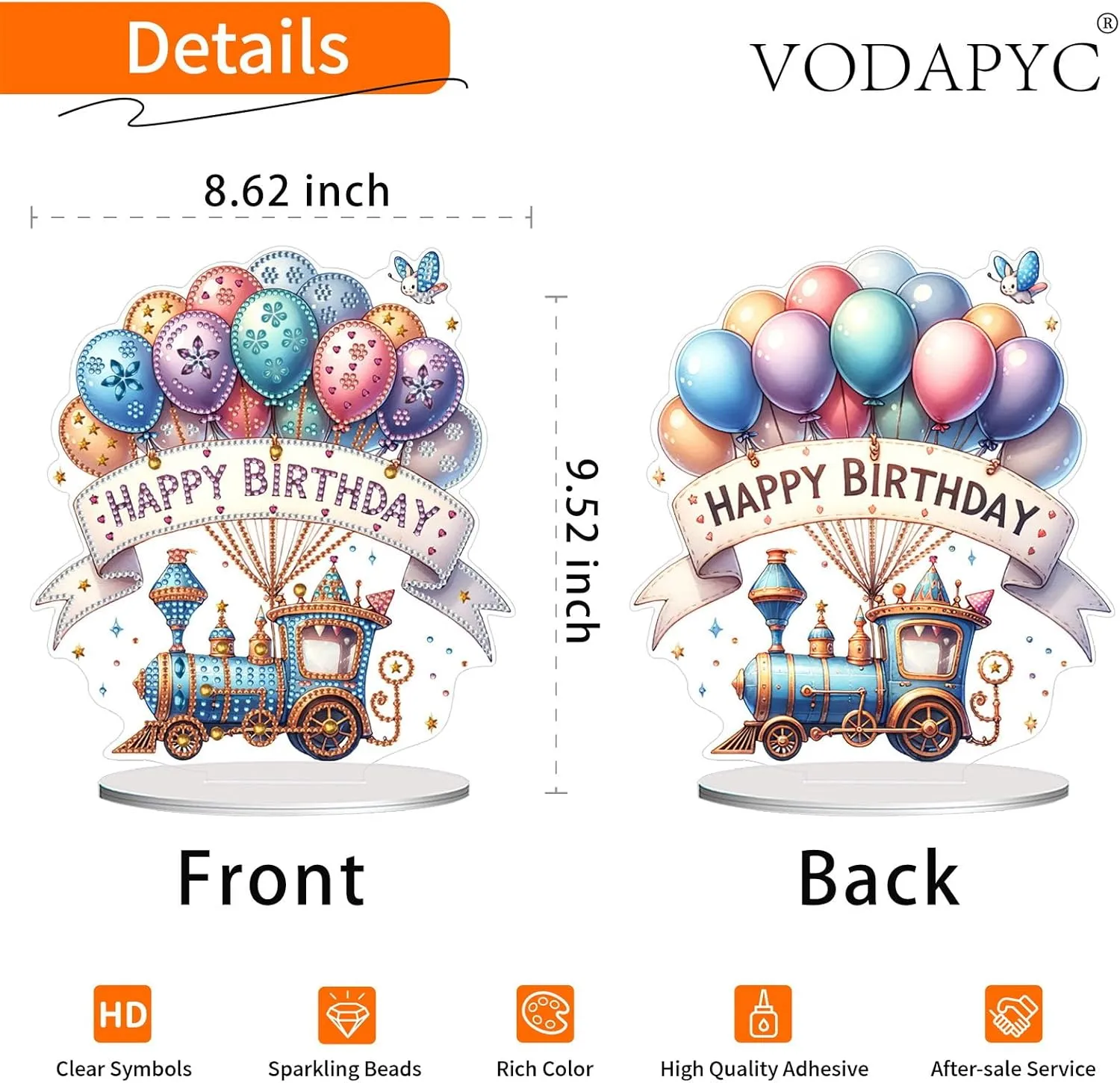VODAPYC Birthday Party Diamond Art Tabletop Painting Kit, DIY Stand Up Double Sided Special Shaped Diamond Painting Desktop Ornament (Birthday Gift-3)