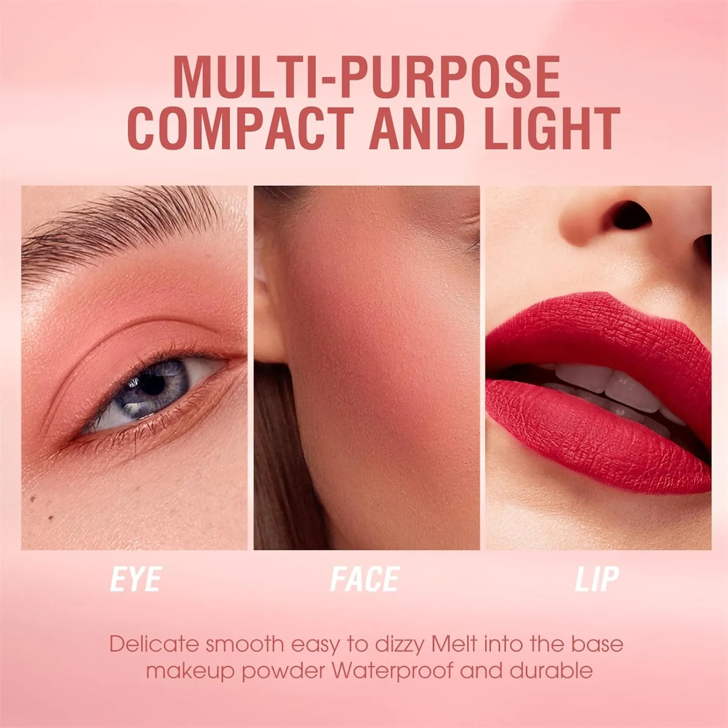 Vtrem Liquid Blush Stick for Eyes Lips Cheeks Face 3-in-1 Makeup Face Blush 3 Colors Matte Makeup Wand Contouring Natural 15ml Waterproof Sweatproof Blusher Sticks with Cushion Applicator