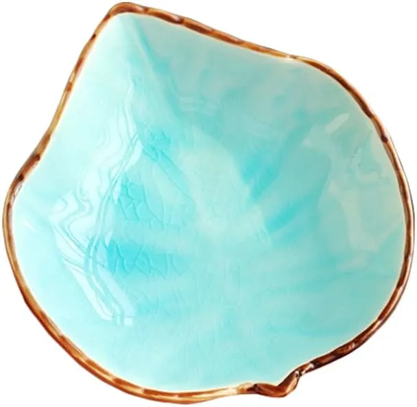 WAIT FLY Lovely Grape Leaves Shaped Ceramics Seasoning Dishes/ Tea Bag Holders/ Ketchup Saucer/ Appetizer Plates/ Vinegar Spice Salad Soy Sushi Wasabi Seasoning Dipping Bowls, Set of 3