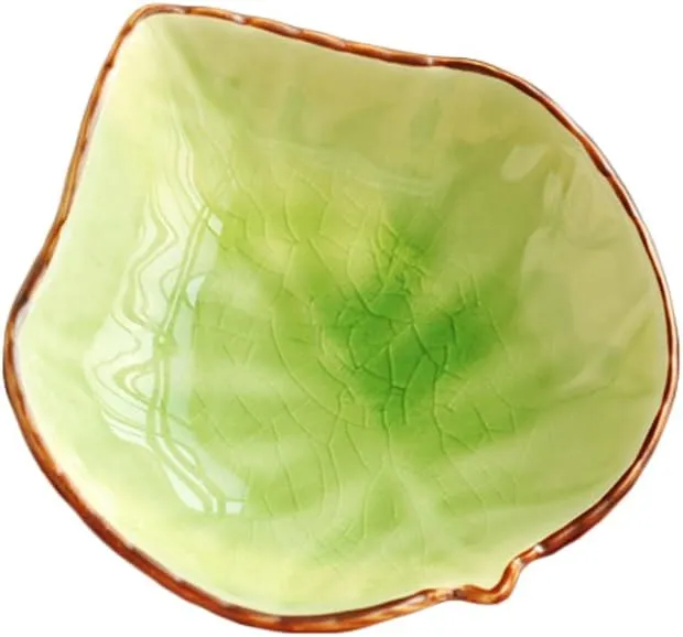 WAIT FLY Lovely Grape Leaves Shaped Ceramics Seasoning Dishes/ Tea Bag Holders/ Ketchup Saucer/ Appetizer Plates/ Vinegar Spice Salad Soy Sushi Wasabi Seasoning Dipping Bowls, Set of 3