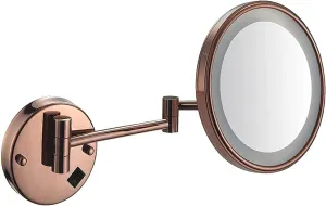 Wall Mounted Makeup Mirror with 3/5/7/10X Magnification, 8 Inch Magnifying Lighted Vanity Mirrors with LCD Lights, Upgrade Version Cosmetic Mirror Sha