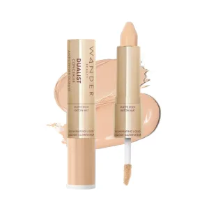 Wander Beauty Dualist Matte and Illuminating Concealer Makeup - Fair Light - Dual-Ended Matte Concealer Stick   Liquid Concealer - Full Coverage Concealer Brightens, Firms, & Hydrates - 0.28 fl oz