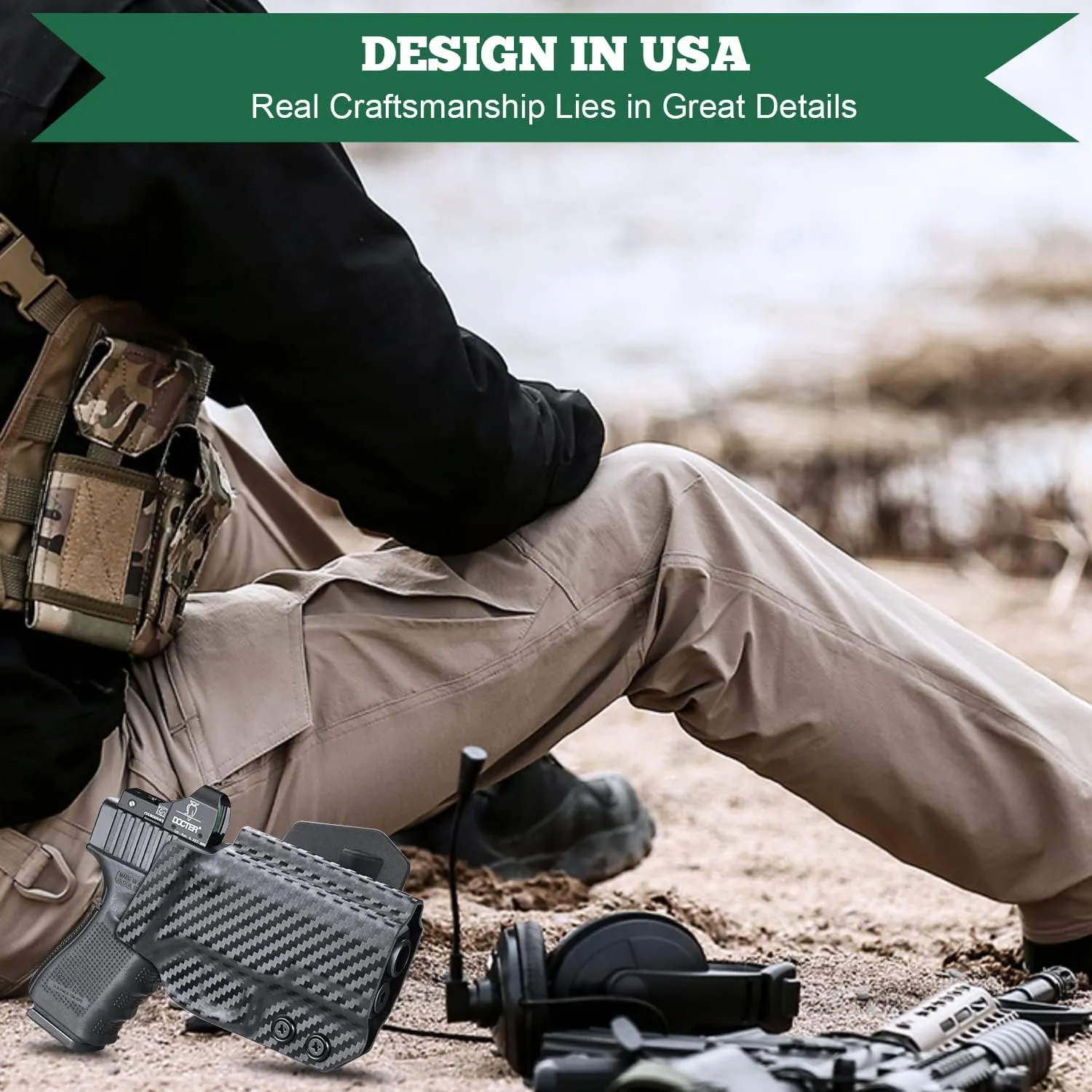 WARRIORLAND OWB Kydex Holster with Optic Cut, Fits Select Glock 17/19/19X, G43/43X, Hellcat/Hellcat Pro, Taurus G2C/G3C, M&P Shield 9, M&P 9/380 Shield EZ, Sig P320/P365/P226 and More, 1.75" Paddle