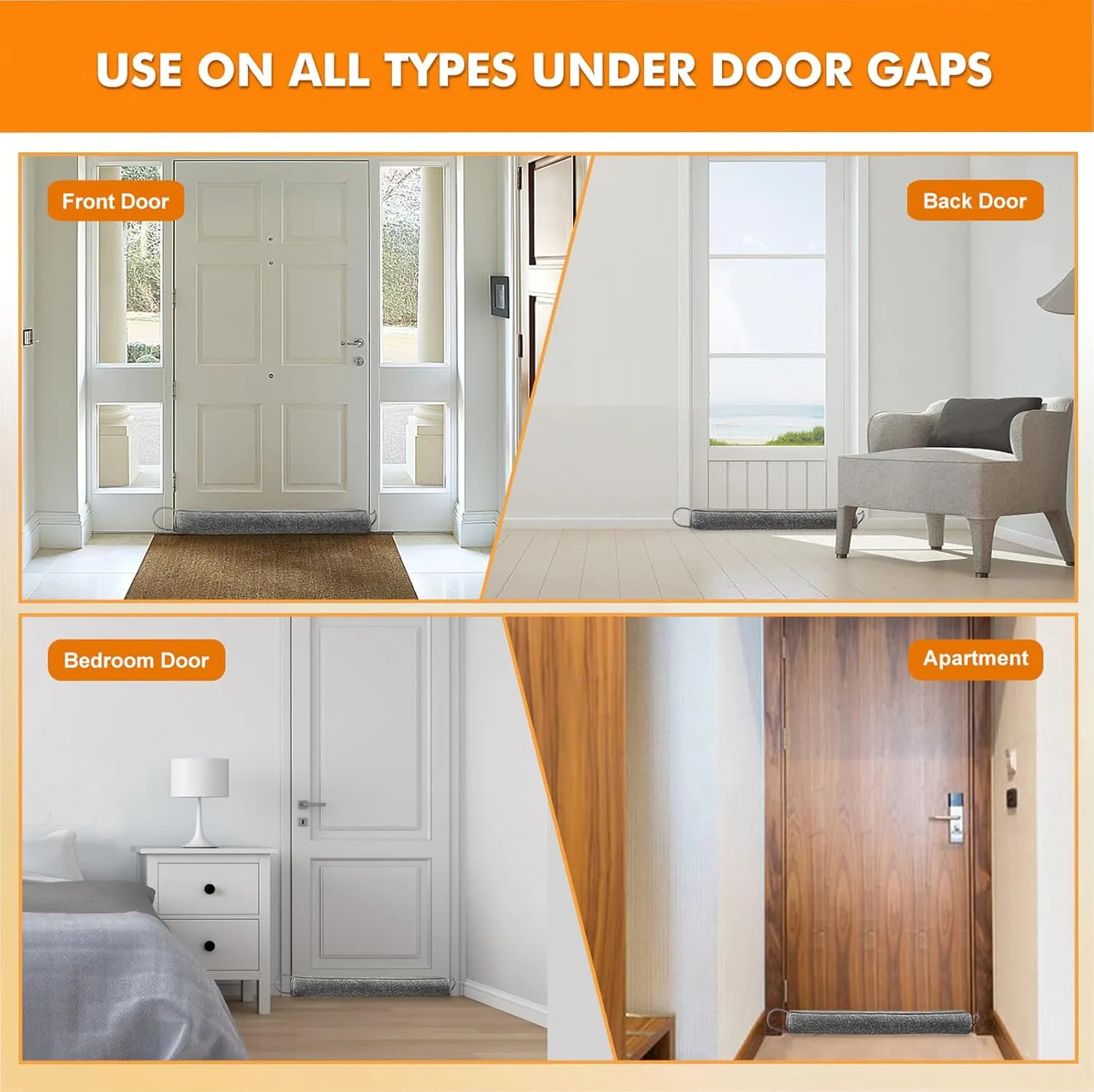 Weighted Door Draft Stopper Under Door Noise Blocker Front Door Insulation Door Draft Guard Weatherproof Strip Energy Efficient Door Accessory (Grey, 32inch)
