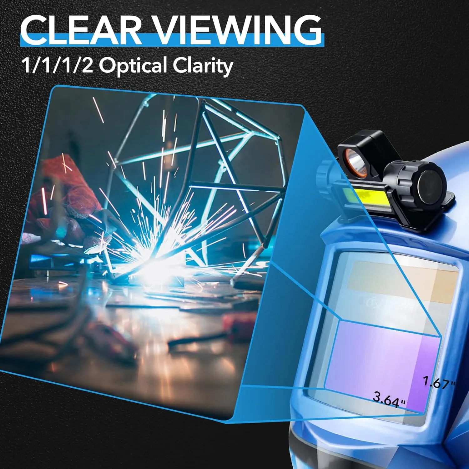 Welding Hood Auto Darkening Welding Helmet with Light True Color 1/1/1/2 Top Optical Clarity Wide Shade 9-13 Welding Mask with Grinding Weld Helmet (KTS-JD03)