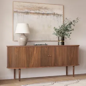 WERMO 71’’ Sideboard Storage Cabinet with Doors and Shelves - Wood Credenza for Living Room, Bedroom, Entryway and Home Office Cabinet. Kitchen Buffet, Media Console Table with Storage (Walnut)