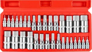 WETT 32pcs Master Hex Bit Socket Set, Allen Socket Set, 1/4'', 3/8', 1/2'' Hex Drive Sockets, SAE and Metric, 5/64 Inch to 3/4 Inch and 2mm to 19mm, S2 Steel & Cr-V Steel
