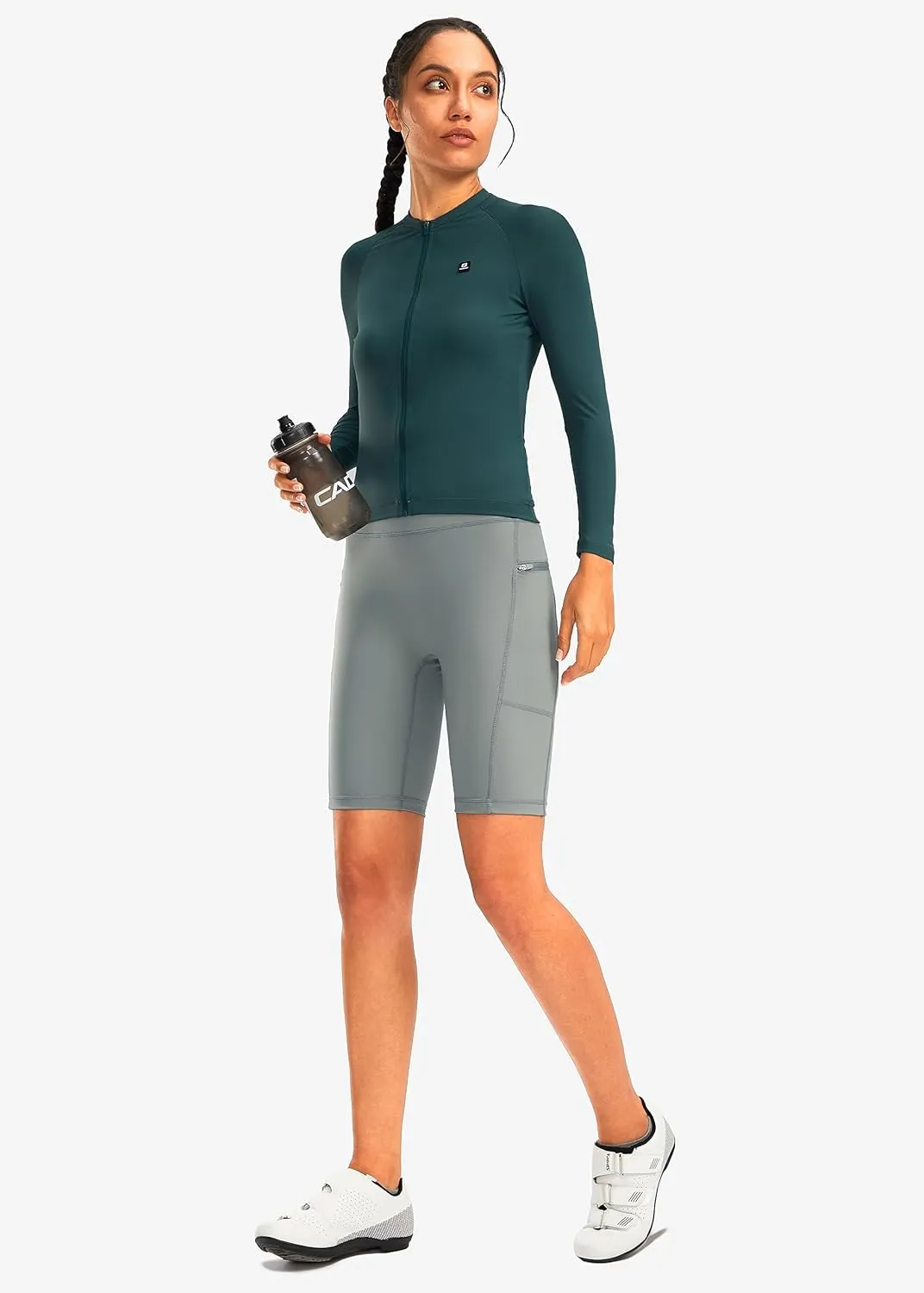 Women's High Waisted Biker Shorts 8" Running Workout Tummy Control Bike Spandex Shorts for Women Zipper Pockets