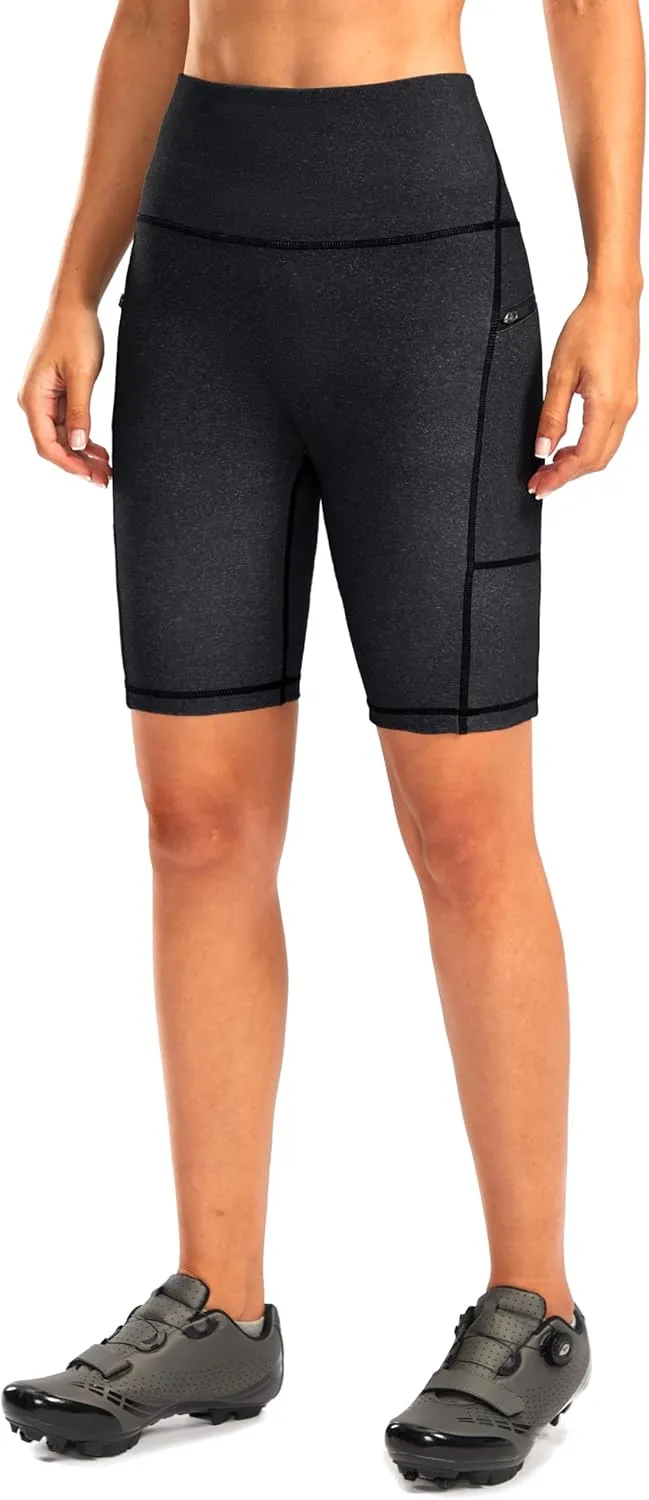 Women's High Waisted Biker Shorts 8" Running Workout Tummy Control Bike Spandex Shorts for Women Zipper Pockets