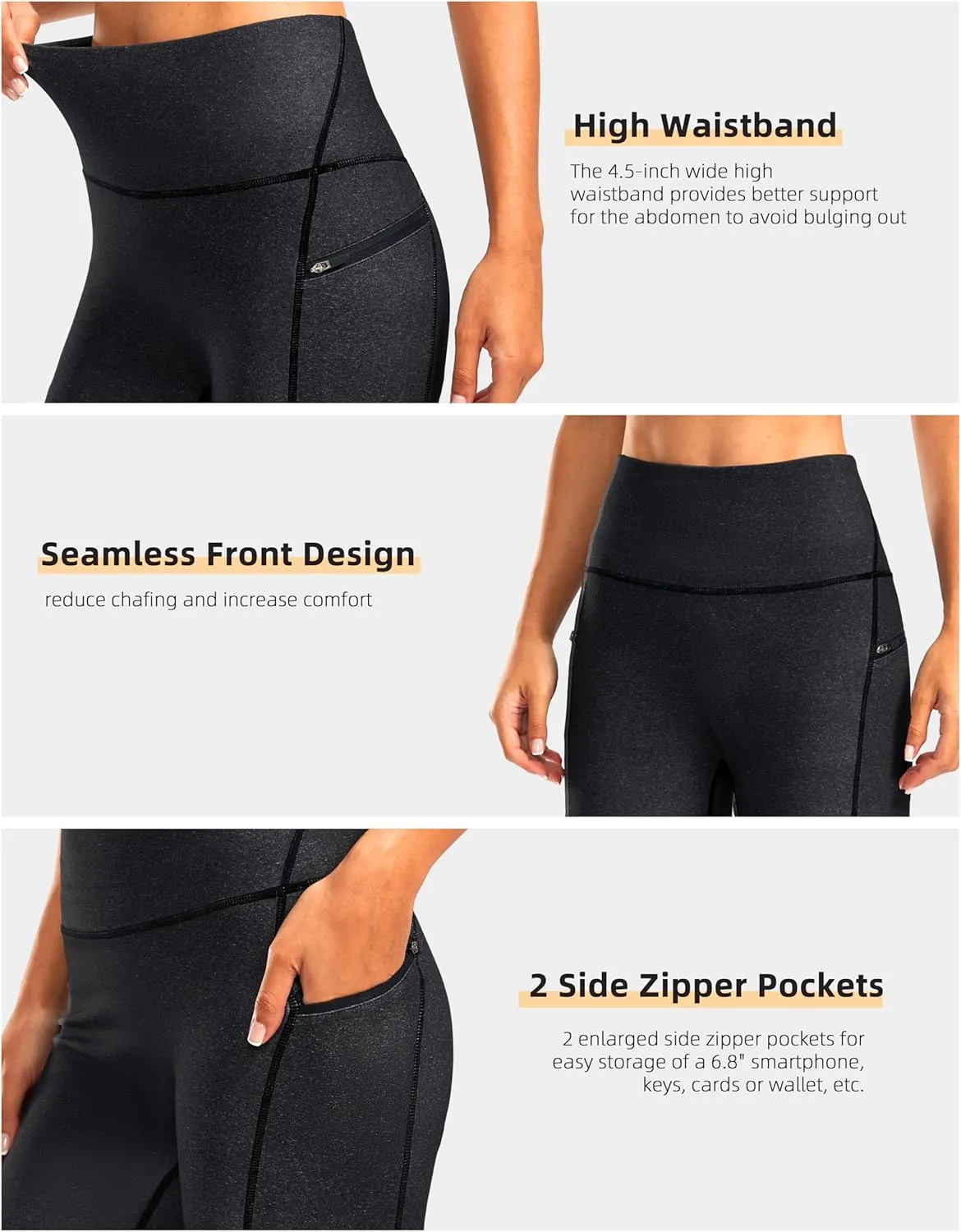 Women's High Waisted Biker Shorts 8" Running Workout Tummy Control Bike Spandex Shorts for Women Zipper Pockets