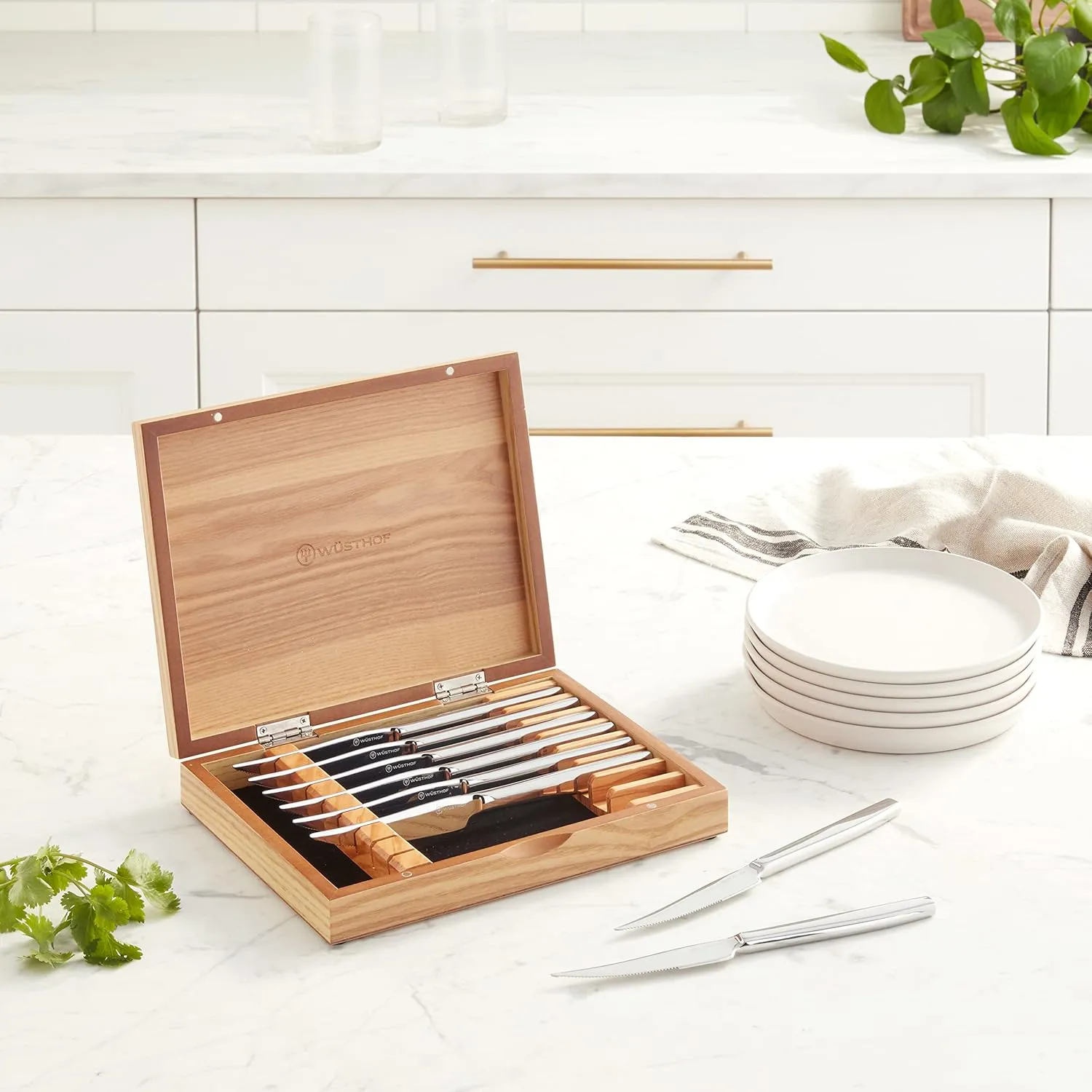 WÜSTHOF 8-Piece Stainless Mignon Steak Knife Set, Silver