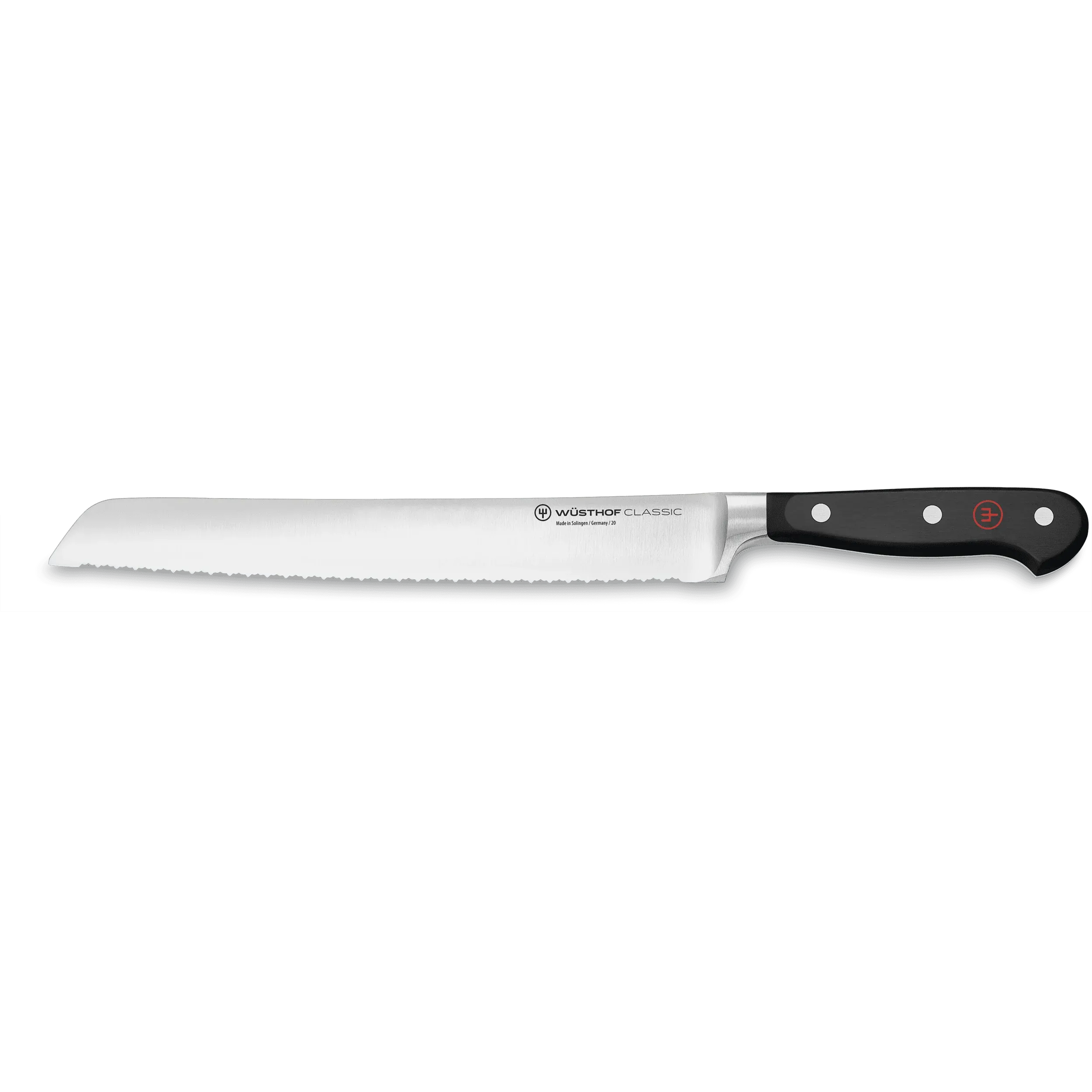Wusthof Classic 9" Stainless Steel Double Serrated Bread Knife, Black