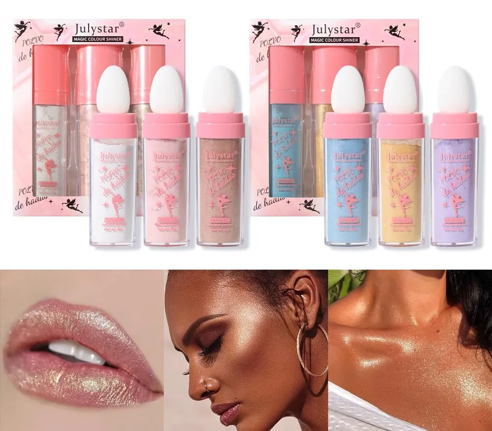 Y-HaLi Fairy Highlighter Powder Set - Create a Natural Glow with a Dimensionalizing Brightening Face Contour and Body Highlighter Powder and Stick (B)