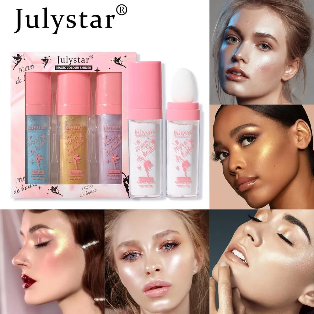 Y-HaLi Fairy Highlighter Powder Set - Create a Natural Glow with a Dimensionalizing Brightening Face Contour and Body Highlighter Powder and Stick (B)