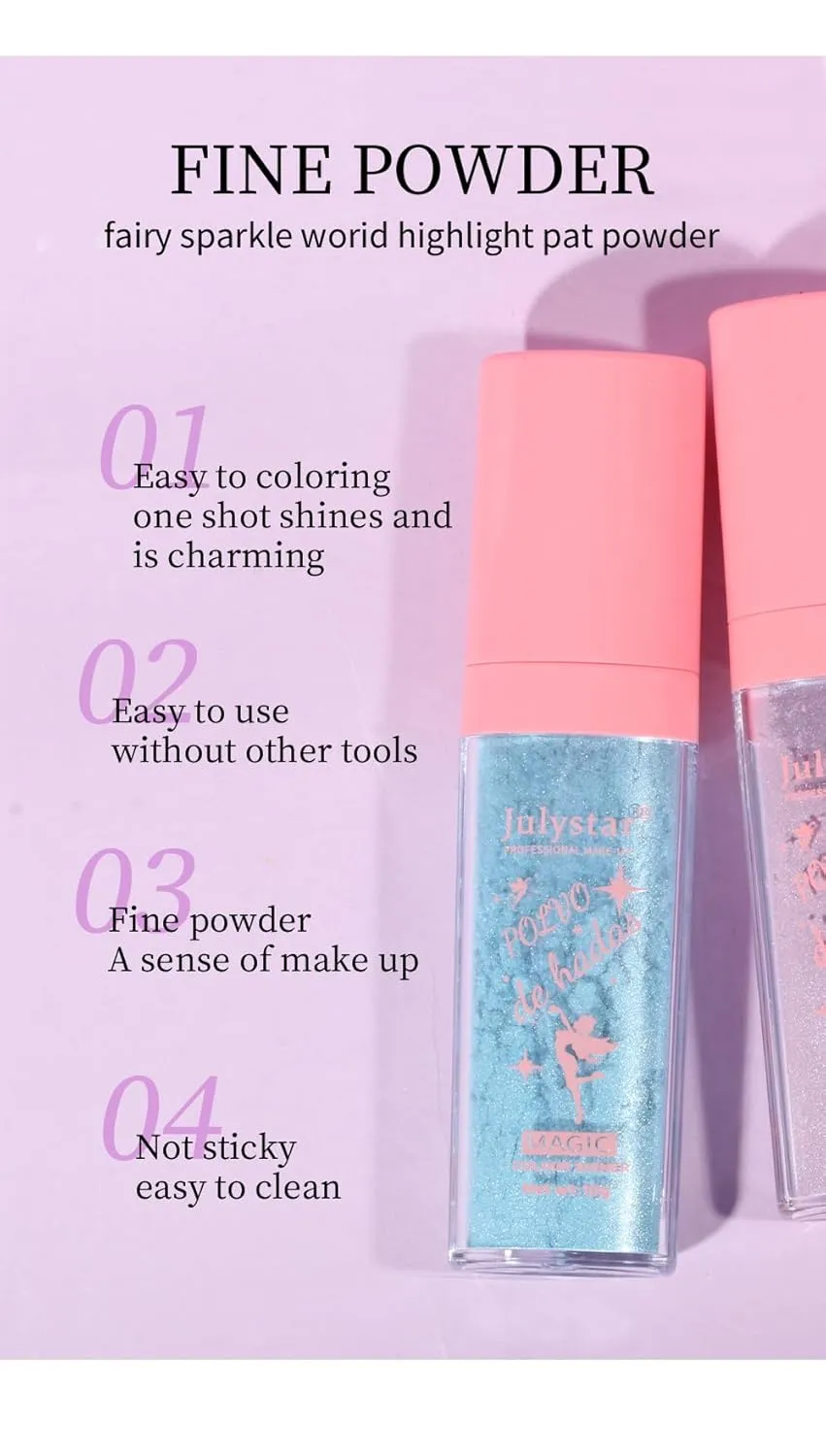Y-HaLi Fairy Highlighter Powder Set - Create a Natural Glow with a Dimensionalizing Brightening Face Contour and Body Highlighter Powder and Stick (B)