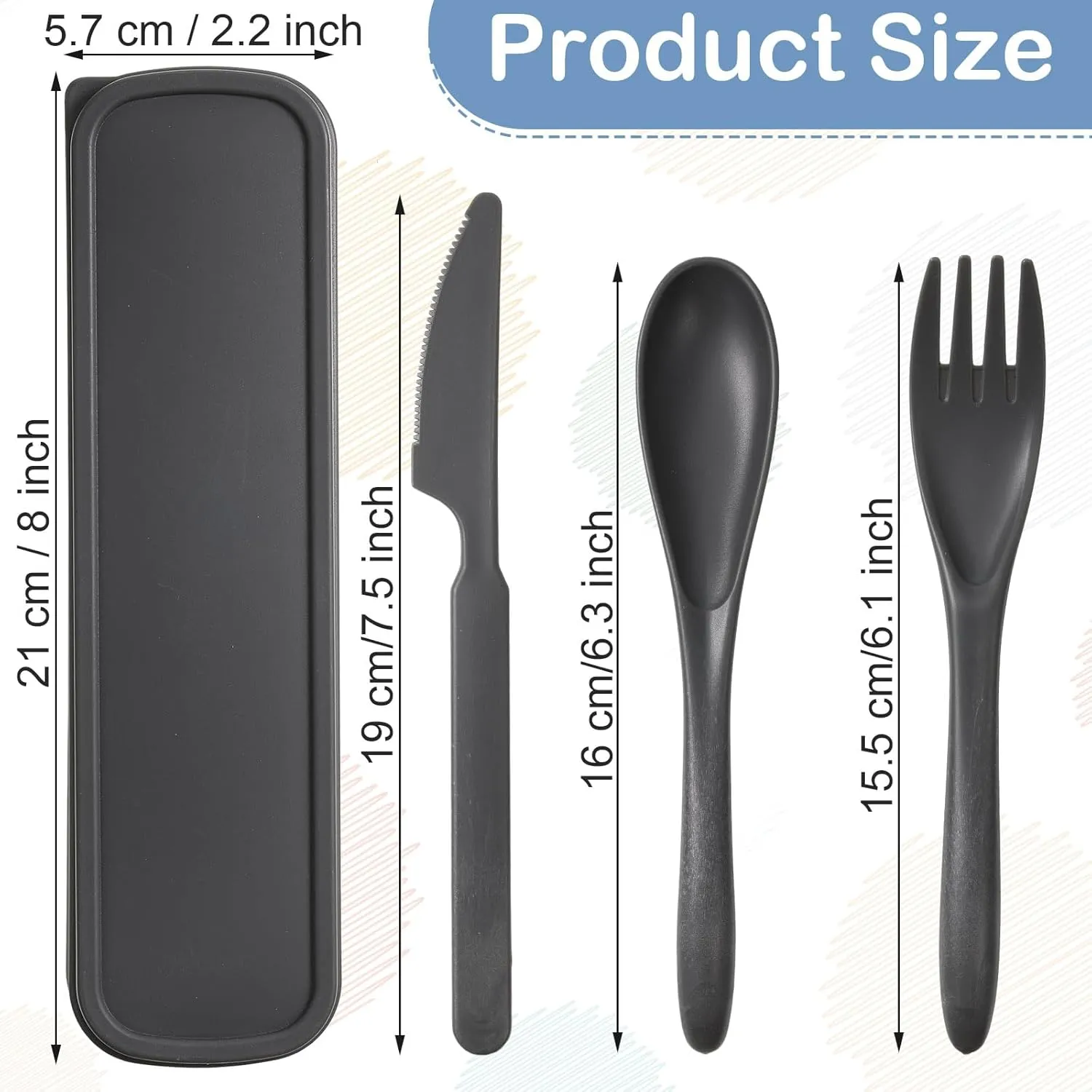 Yahenda 28 Sets Reusable Travel Utensils Set with Case Wheat Straw Cutlery Portable Spoon Knife Fork Tableware Lunch Box Bulk for Adults Travel Picnic Camping Utensils Gifts (Cold Color)