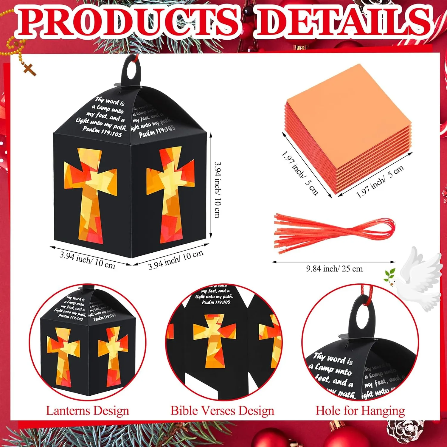 Yaomiao 16 Sets Religious Crafts Religious Cross Tissue Paper Lanterns Crafts Bulk Suncatcher Kits DIY Cross Ornaments Christian Tissue Paper Kits for Church Sunday School VBS Art Classroom Home