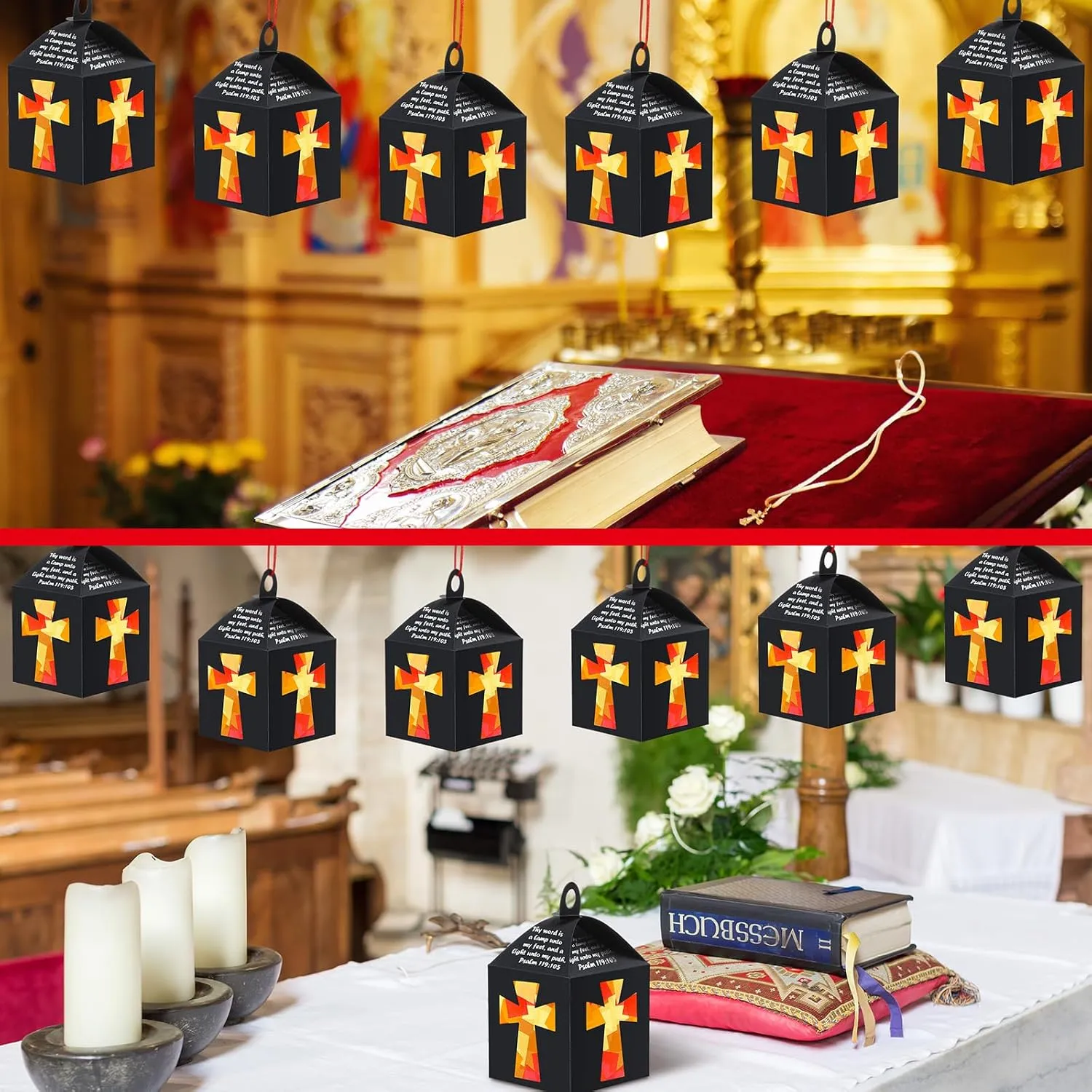 Yaomiao 16 Sets Religious Crafts Religious Cross Tissue Paper Lanterns Crafts Bulk Suncatcher Kits DIY Cross Ornaments Christian Tissue Paper Kits for Church Sunday School VBS Art Classroom Home