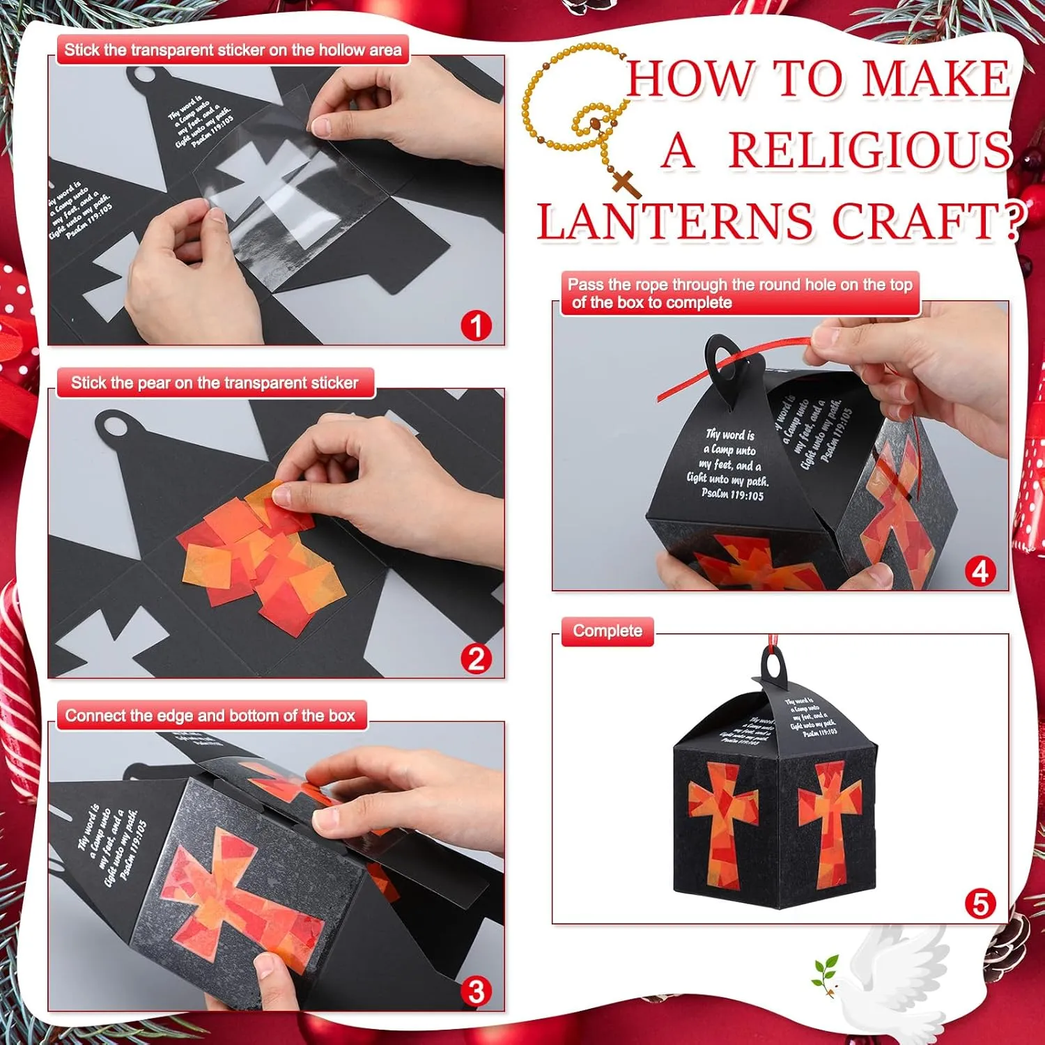 Yaomiao 16 Sets Religious Crafts Religious Cross Tissue Paper Lanterns Crafts Bulk Suncatcher Kits DIY Cross Ornaments Christian Tissue Paper Kits for Church Sunday School VBS Art Classroom Home
