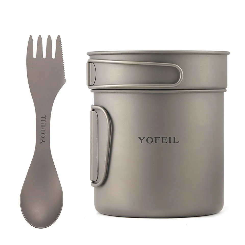 Yofeil Titanium Camping Cookware Set: Ultra-Light Frying Pan, Bowl, Cup - High Quality Tableware