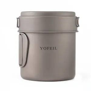 Yofeil Titanium Camping Cookware Set: Ultra-Light Frying Pan, Bowl, Cup - High Quality Tableware