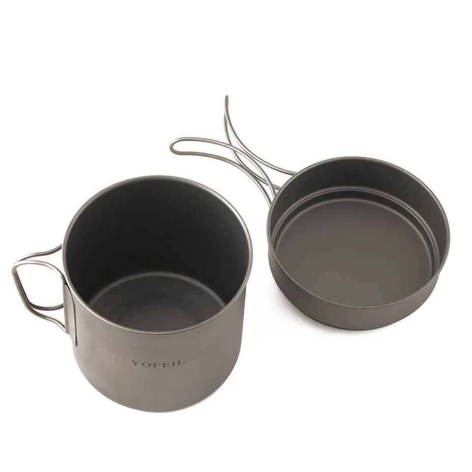 Yofeil Titanium Camping Cookware Set: Ultra-Light Frying Pan, Bowl, Cup - High Quality Tableware