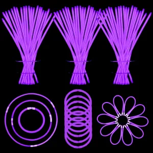 YOFOBU150 Pack Purple Glow Sticks Bulk Glow Bracelet and Necklaces with Connectors 8" Glowsticks for Halloween ThanksGiving New Year Wedding Birthday Carnival Light Up Neon Party Favors