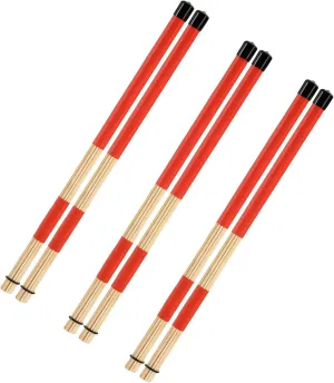 YOUEON 3 Pair 16 Inch Bamboo Hot Rods Drumsticks, 5A Jazz Drum Sticks Constructed of 19 Bamboo Dowels, Rods Drum Brushes for Jazz, Folk, Small Venue and Acoustic Performance