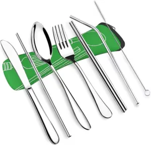 ZABEES Flatware Forks Portable Lunch Tableware Cutlery Set Stainless Steel Spoon Fork Travel Outdoor Knife Tableware Dining Dinnerware Sets Food Grade Forks