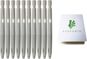 Zebra Blen Retractable Ballpoint Pen, Fine Point 0.5mm, 10 Pack (Black Ink/Gray body), Sticky Notes Value Set, Black(Gray body)