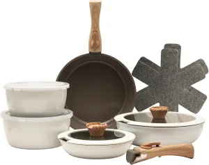 ZHANG XIAO QUAN SINCE 1628 Pots and Pans Set - 13PCS Aluminium Non Stick Cookware, White, Oven Safe, PTFE/PFAS/PFOA Free, Detachable Handle