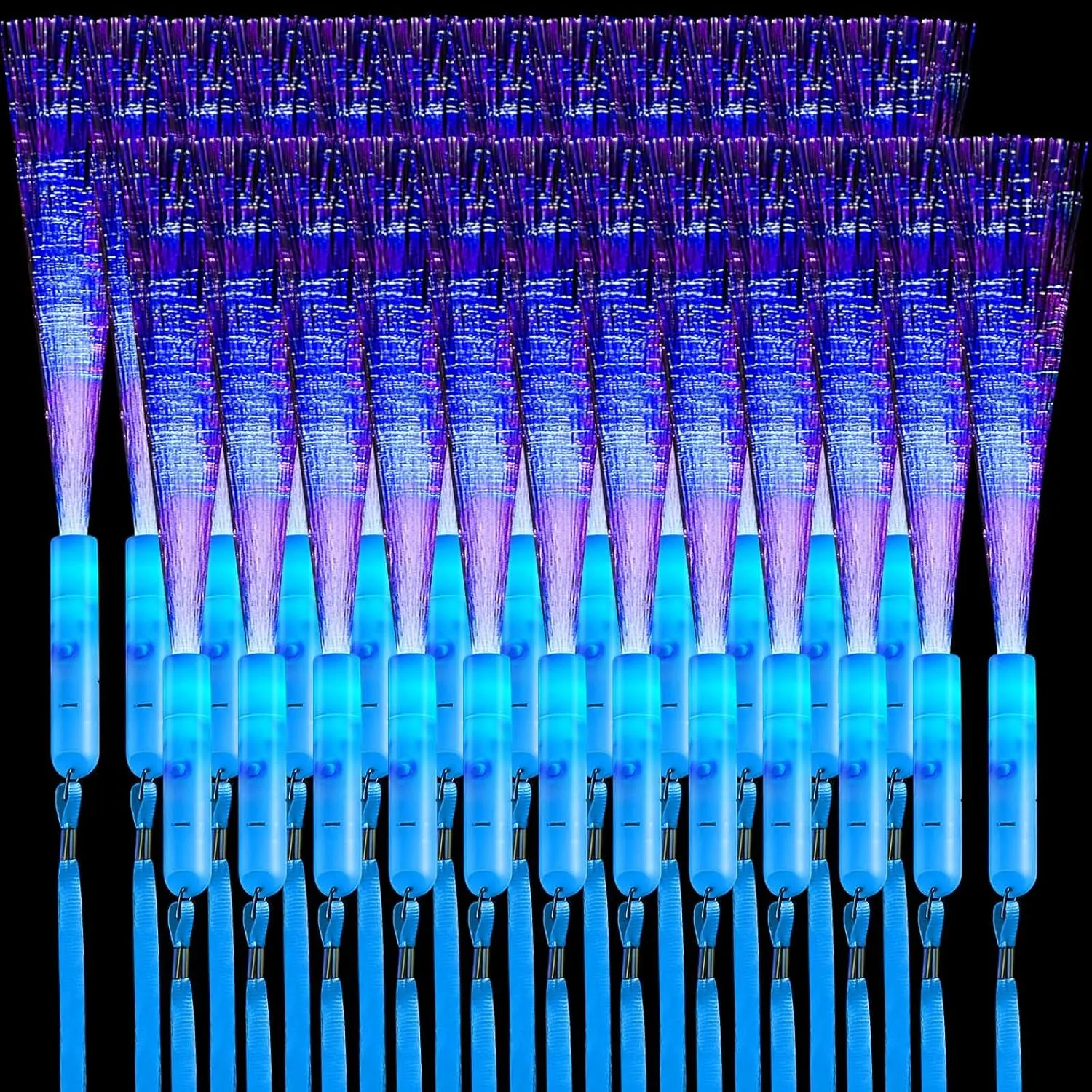 Zhanmai 24 Pieces Upgraded Glow Fiber Wands Sticks LED Light Wands LED Flashing Sticks Glow Flashing Light for Wedding Party Favors
