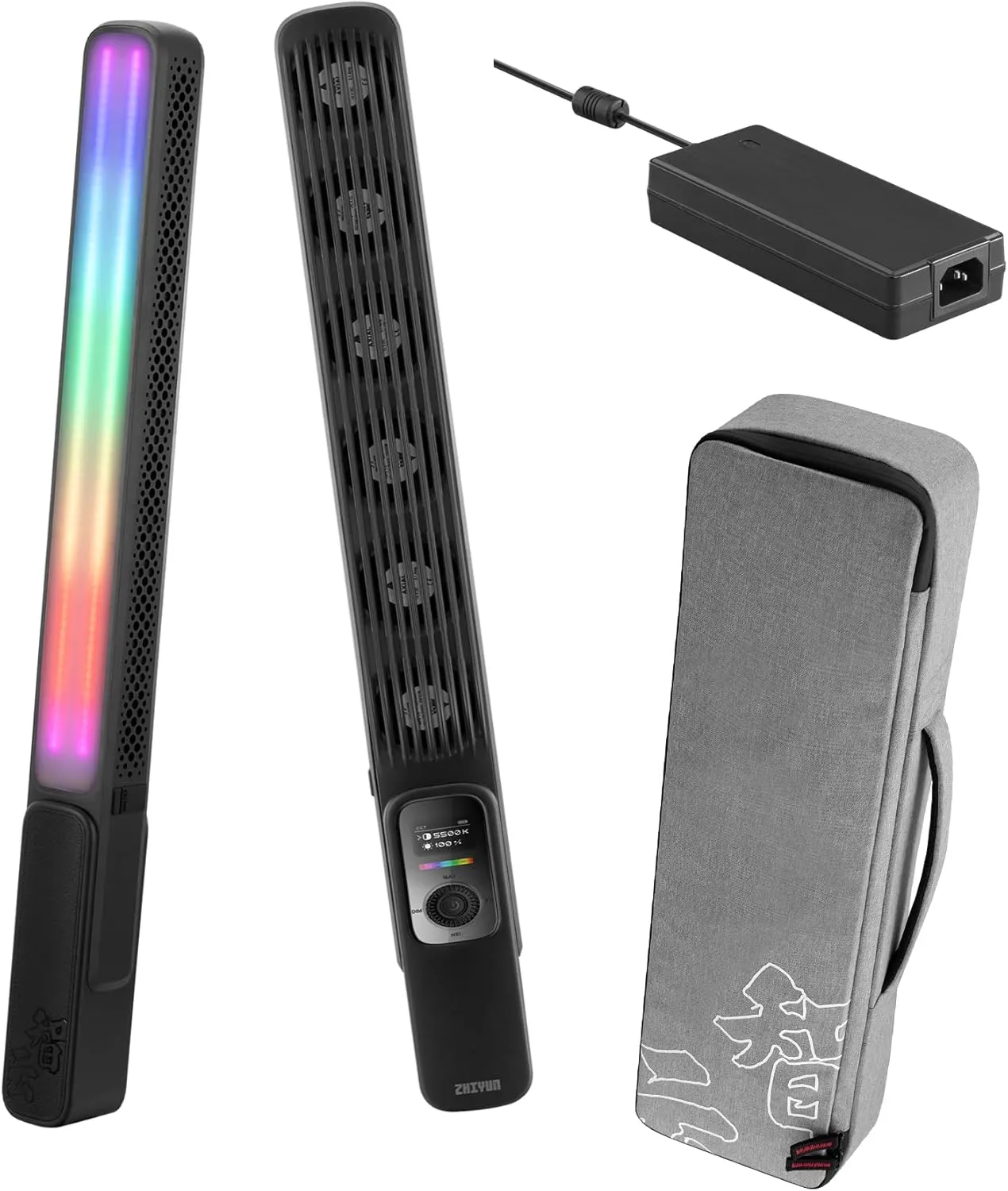 Zhiyun F100 RGB LED Light, 100W 20708 Lux CRI 96  Dimmable Handheld LED Video Light Wand-Black (Combo)