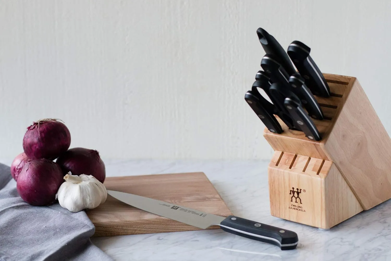 ZWILLING Gourmet 10-pc Knife Block Set, Natural Wood Block, Made in Germany