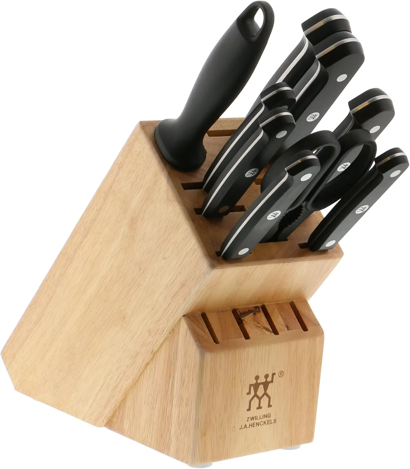 ZWILLING Gourmet 10-pc Knife Block Set, Natural Wood Block, Made in Germany