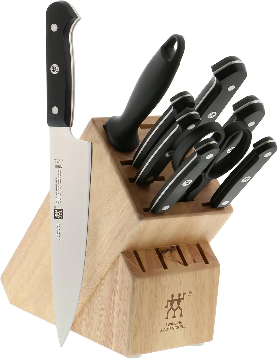 ZWILLING Gourmet 10-pc Knife Block Set, Natural Wood Block, Made in Germany